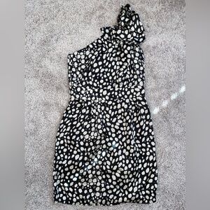 Black and White Asymmetrical One Shoulder Mini Dress